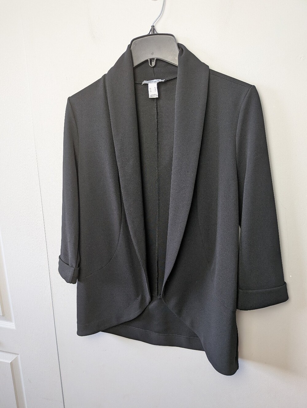 Revamped Women Black Cardigan Open Front Black 3/4 Sleeves Size XS Classic